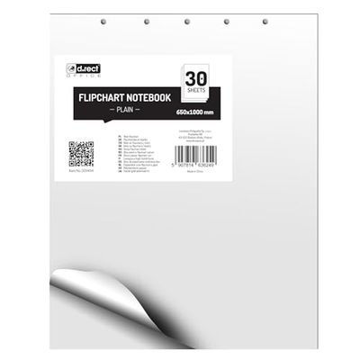 D.RECT Blocco Per Lavagna Di Carta Bianca 650x1000 mm - Blocco Flipchart 80 g/m², 30 Fogli, 5 Fori, Superficie Liscia - Ideale per Ufficio, Presentazioni e Casa