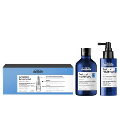 L’Oréal Professionnel – Pack Complet Anti-Chute et Fortification des Cheveux Affaiblis – +8000 cheveux dès 6 semaines* - Cure Anti-Chute par 42 + Shampoing Purifiant & Corporisant + Sérum Densifiant