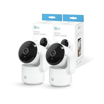 Garza Smart - Pack 2 Cámara de Vigilancia 360º Interior Inteligente IP WiFi 2.4GHz, 1080 HD, Visión Nocturna, Detección de Movimiento, Modo Privacidad, Control Remoto por App.
