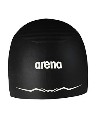 arena Aquaforce Golfvrije uniseks race-siliconen badmuts voor dames en heren, competitief zwemmen of trainen, zwemkleding, zwart, groot