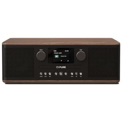 Pure Classic C-D6 Equipo de música (Reproductor de CD, Dab+/FM, Bluetooth, AUX, USB, Alarma Sleeptimer) Café Negro/Nogal