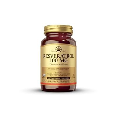 Solgar Resveratrol 100 mg Vegetable Capsules - Pack of 60 - Heart Health Friendly - For Daily Wellbeing - Gluten, Vegan, Dairy Free