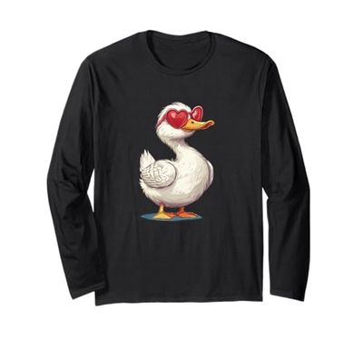 Awesome Duck Love Outfit for Funny Sunglasses Lovers Long Sleeve T-Shirt