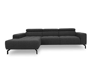 DOMO. collection Divano angolare Cunelli a forma di L con schienale ad angolo imbottito con funzione relax, divano ad angolo 292 x 175 x 79 cm (larghezza x profondità x altezza), antracite