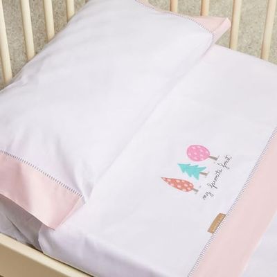 Burrito Blanco | Sábanas coralina Cuna Bordadas 913 Rosa | para Minicuna de 50 cm (+ Medidas Disponibles) | Sábanas bebé