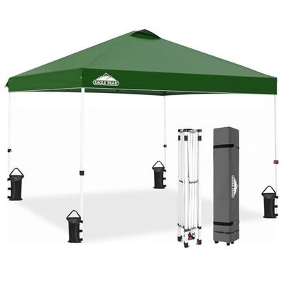 EAGLE PEAK Tenda pop-up 3x3 m con borsa per il trasporto, 4 picchetti, 4 corde, 4 sacchi di peso, tenda facile da installare, 100 mq di ombra, verde