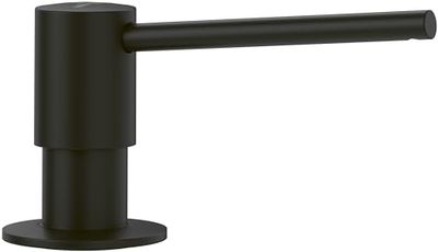 Villeroy & Boch Dispenser di sapone da cucina, erogatore di sapone da incasso, in acciaio inox, capacità 250 ml, rotondo, nero opaco