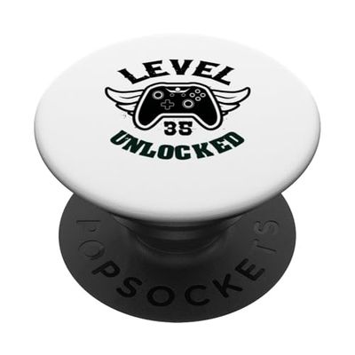 Nivel 35 Desbloqueado 35 Juegos de cumpleaños 35 Jugador de cumpleaños PopSockets PopGrip Adhesivo