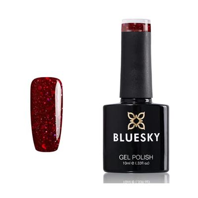 Bluesky Smalto Per Unghie Gel, Lady Danger, Blz59, Rosso, Buio Rosso, Rosa, Luccichio (Per Lampade Uv E Led) - 10 Ml