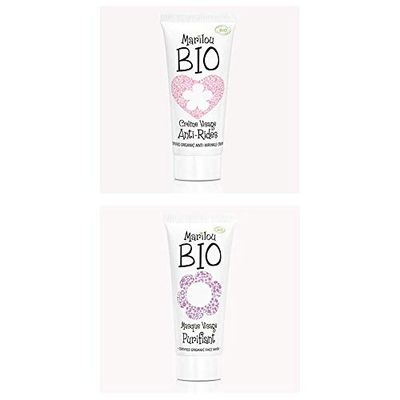 Duo de produit de beauté MARILOU BIO - Gamme Classic - Crème anti rides - Masque purifiant
