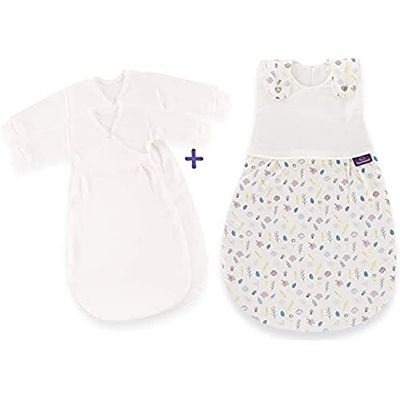 Träumeland S0103252 - Saco de dormir para bebé (tamaño 50/56, con ventilación doble regulable y saco de dormir interior), diseño de flores, multicolor