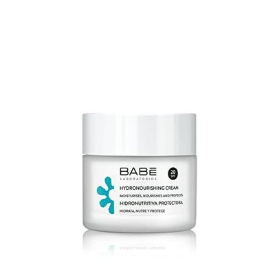 LABORATORIOS BABÉ - Crema Facial Hidratante Protectora SPF20 50 ml | 3 en 1: Hidrata, Nutre y Protege | Para Piel Seca | Ácido Hialurónico | Protección Solar UVB y UVA | Crema con Manteca de Karité