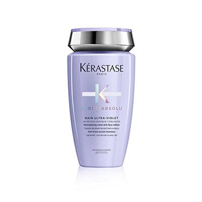 KÉRASTASE Blond Absolu - Bain Ultra-Violet - Shampoing Violet Anti Faux-Reflets - Renforce les Cheveux - Acide Hyaluronique & Edelweiss - Cheveux Blonds Décolorés, Méchés ou Blancs - 250 ml