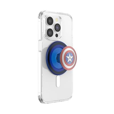 PopSockets: PopGrip Round per Magsafe - Anello Adattatore per MagSafe Incluso - Supporto e Impugnatura per Telefoni Cellulari e Custodia con un Top Intercambiabile - Enamel Captain America