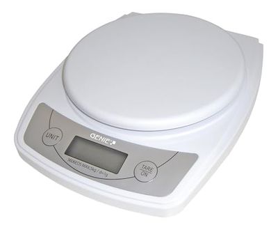 Genie 3606 EDS digital bokstavs- och köksvågar 1 g till 5 000 g/robust plast/LCD-skärm med mätenheter/vit