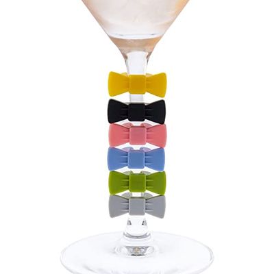 Koala Spain Markers Wine Glasses, 3D Bow Ties 6 Colors (6 Units)