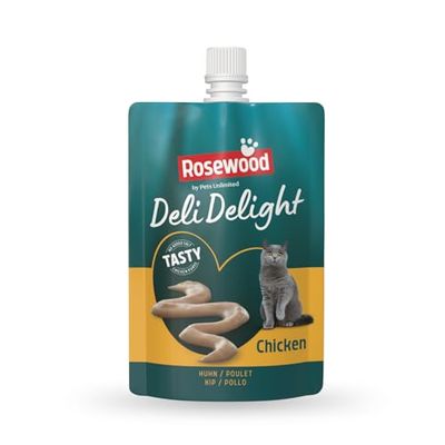 Rosewood Deli Delight - Puré de Pollo para Gatos, 80 g, Relleno Delicado o Aperitivo, hidratante y Sabroso, sin aditivos