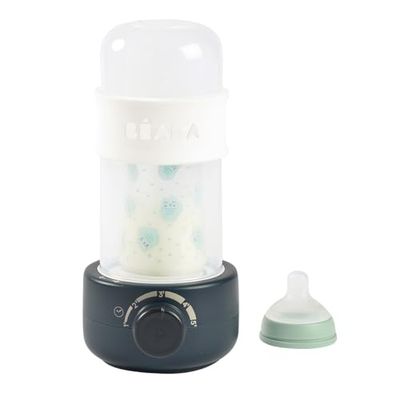BÉABA, flask-/glasvärmare, flasksterilisator, napp, bröstmjölksvärmare, mild ånga, snabb uppvärmning, babymjölk sedan, nattblå
