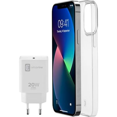 Cellularline - Caricabatterie da Rete - Kit di accessori per la ricarica e la protezione di iPhone