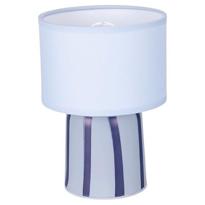 Lampada led portatile a batteria h. 20 cm, base in vetro e paralume in tessuto, Ocean