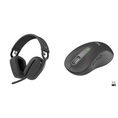 Logitech Cuffie auricolari wireless leggere Zone Vibe 100 con microfono antirumore & Signature M650 L Mouse wireless - Per mani grandi, Durata Batteria 2 anni, Clic Silenziosi