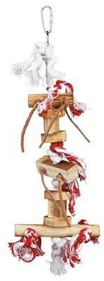 Trixie - Giocattolo per Uccelli in Legno con Strisce in Pelle - 120 g