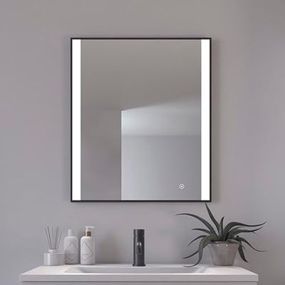 Loevschall Libra fyrkantig spegel med belysning | LED-spegel med touch-brytare 600 x 700 | badrumsspegel med LED-belysning | justerbar badrumsspegel med belysning
