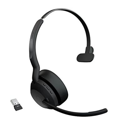 Jabra Evolve2 55 Cuffie Wireless Mono con tecnologia Jabra Air Comfort, USB-A dongle, Tutte le piattaforme, Mono, Senza Supporto