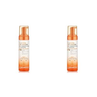 GIOVANNI- 2chic Ultra Volume Foam Styling Mousse With Tangerine And Papaya Butter- For Fine Hair (7 Fluid Ounce) (Pack of 2)