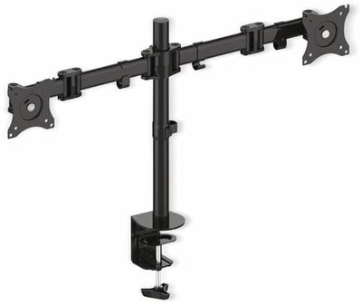PureMounts OFFICE-03 Suporte de mesa para 3 monitores 33 - 69 cm (13-27"), inclinável: -45 ° a 45 °, rotativo: 180 °, giratório: 360 °, VESA 100x100, preto