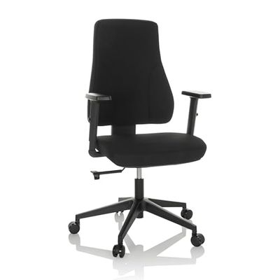 hjh OFFICE 810015 Professionele bureaustoel Mathes stof zwart draaistoel ergonomisch, rugleuning en armleuningen in hoogte verstelbaar, 113 x 65 x 60 cm