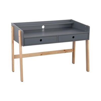 Well Home Omar Bureau avec 2 tiroirs et 2 Positions de Hauteur Gris
