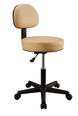 Master Massage Backrest - Sgabello girevole con schienale, altezza regolabile, colore: Beige