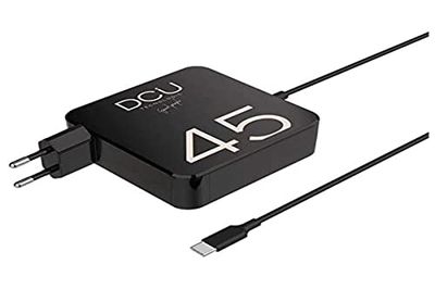 DCU TECNOLOGIC | Cargador para Ordenador portátil | Compatible con Ordenadores portátiles con Entrada USB Tipo C como Macbook/Pro, Lenovo, HP, DELL, Acer, ASUS, Huawei | Soporta protocolo PD | 45W