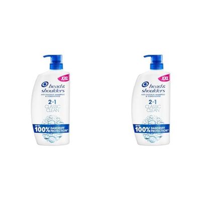 Head & Shoulders Classic Clean 2in1 Anti Dandruff Shampoo, 1000ml. Up to 100% Flake Free, Clinically Proven. For Any Hair and Scalp Type. For Daily use. Clean Feeling (Pack of 2)