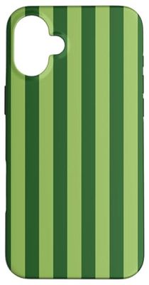 Strisce Verdi Girly Strisce Preppy Estetica Carino Custodia per iPhone 16 Plus