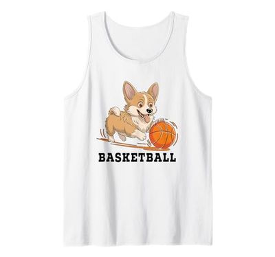 Un Corgi che gioca un giocatore di campo da basket sparare Canotta