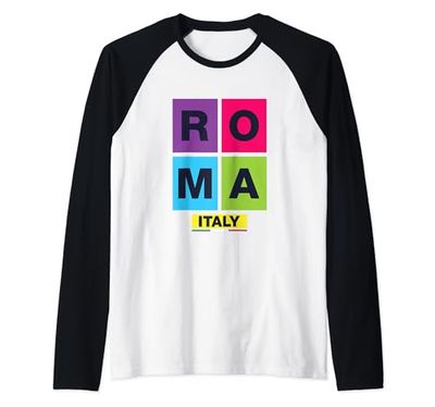 Awesome Rome Italy Fashion Style, Roma Italia Illustration Maglia con Maniche Raglan