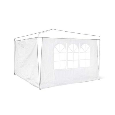 Relaxdays 10020081_49 Panneau latéral pour pavillon tonnelle de jardin tente réception de 3 x 3 m parois fenêtres protection pluie vent soleil, blanc lot de 2