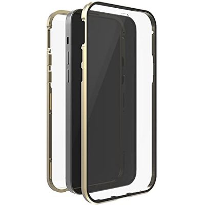 White Diamonds - Fodral 360 graders glasfodral lämpligt för Apple iPhone 13 Pro I mobilskal, transparent, magnetstängning skydd (transparent med gyllene ram)