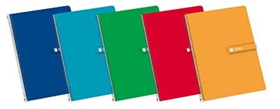 Enri 100430083 - Pack de 5 cuadernos espiral, tapa dura, Fº, cuadrícula 3x3 c/margen