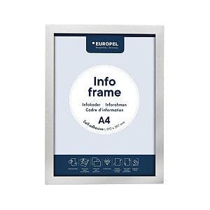 EUROPEL Self-adhesive magnetic info frame from PVC, A4 silver, set 2 pcs, removable adhesive, double sided, portrait or landscape, overall dimensions 325x238mm