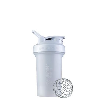 BlenderBottle Classic V2 Shaker Bottle with Stainless Steel Ball, For Protein Shakes, Dishwasher Safe, 590ml, White