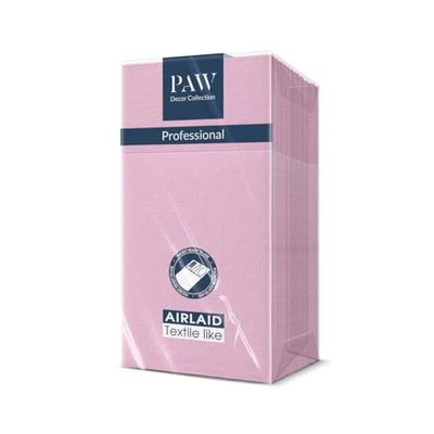 PAW - Serviette de Table Papier - Airlaid (1/8 pocket) I 25 Pièces I Idéal pour Mariage, Baptême, Communion, Anniversaire I Serviettes en Tissu de Décoration de Table I Rose Claire Monocolore