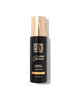 Dripping Gold Express Tanning Serum Dark – Fast-Acting Self Tanner for a Golden Glow – Hydrating & Streak-Free – Vegan & Skin-Friendly – Develops in 1 Hour – Long-Lasting & Buildable Tan