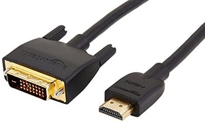 Amazon Basics Cabo adaptador de HDMI-A para DVI (macho), bidirecional de 1080P, banhado a ouro, 0,9 m, 10 unidades, preto