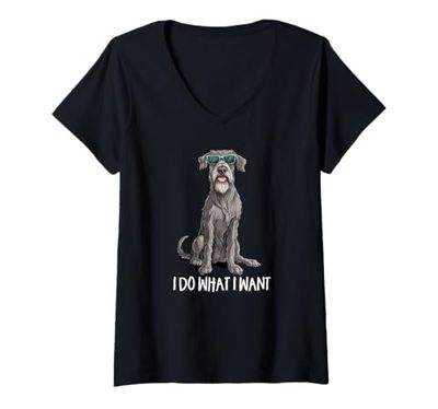 Donna Funny Sunglasses Do What I Want Irish Wolfhound Lover Maglietta con Collo a V