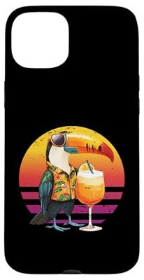 Oiseau toucan rétro avec lunettes de soleil hawaïennes d'été Coque pour iPhone 15 Plus