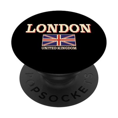 Pixelado Londres Reino Unido Union Jack Retro Videojuego PopSockets PopGrip Adhesivo