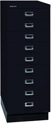 BISLEY MultiDrawer, 39-delige serie met sokkel, DIN A3, 9 laden, metaal, 633 zwart, 43,2 x 34,9 x 94 cm